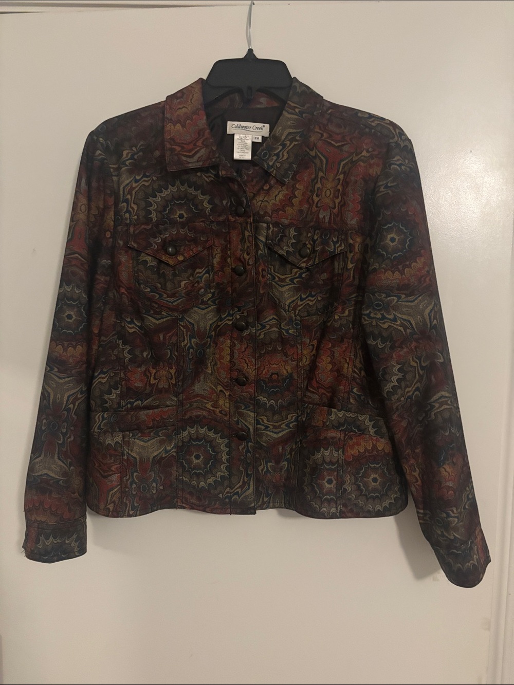 Coldwater Creek Multicolor Medallion Print Jean-style Jacket